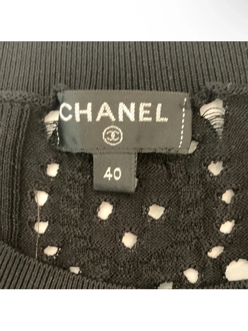 CHANEL Spring 2020 Black Eyelet crochet Knit mini flared Dress